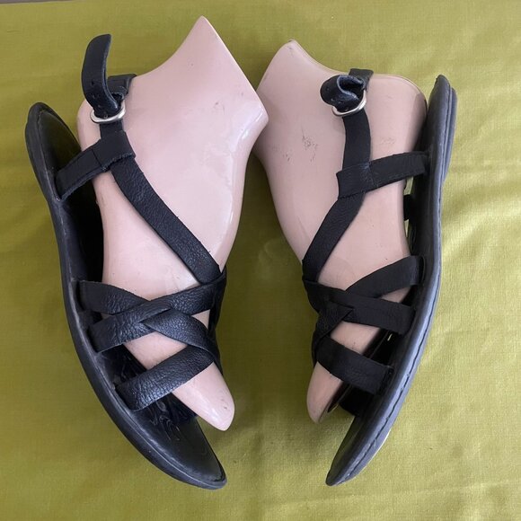 Born Womens Eryka Black Leather Strappy Sandals Size 9 - Picture 9 of 11